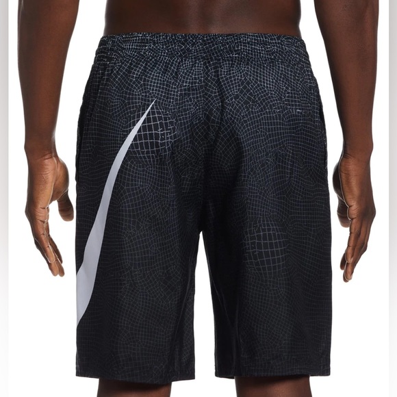 NEW Black Grid Swoosh Volley Hybrid Swim Trunks / Shorts - Sizes S/L/XL/XXL - Picture 4 of 9
